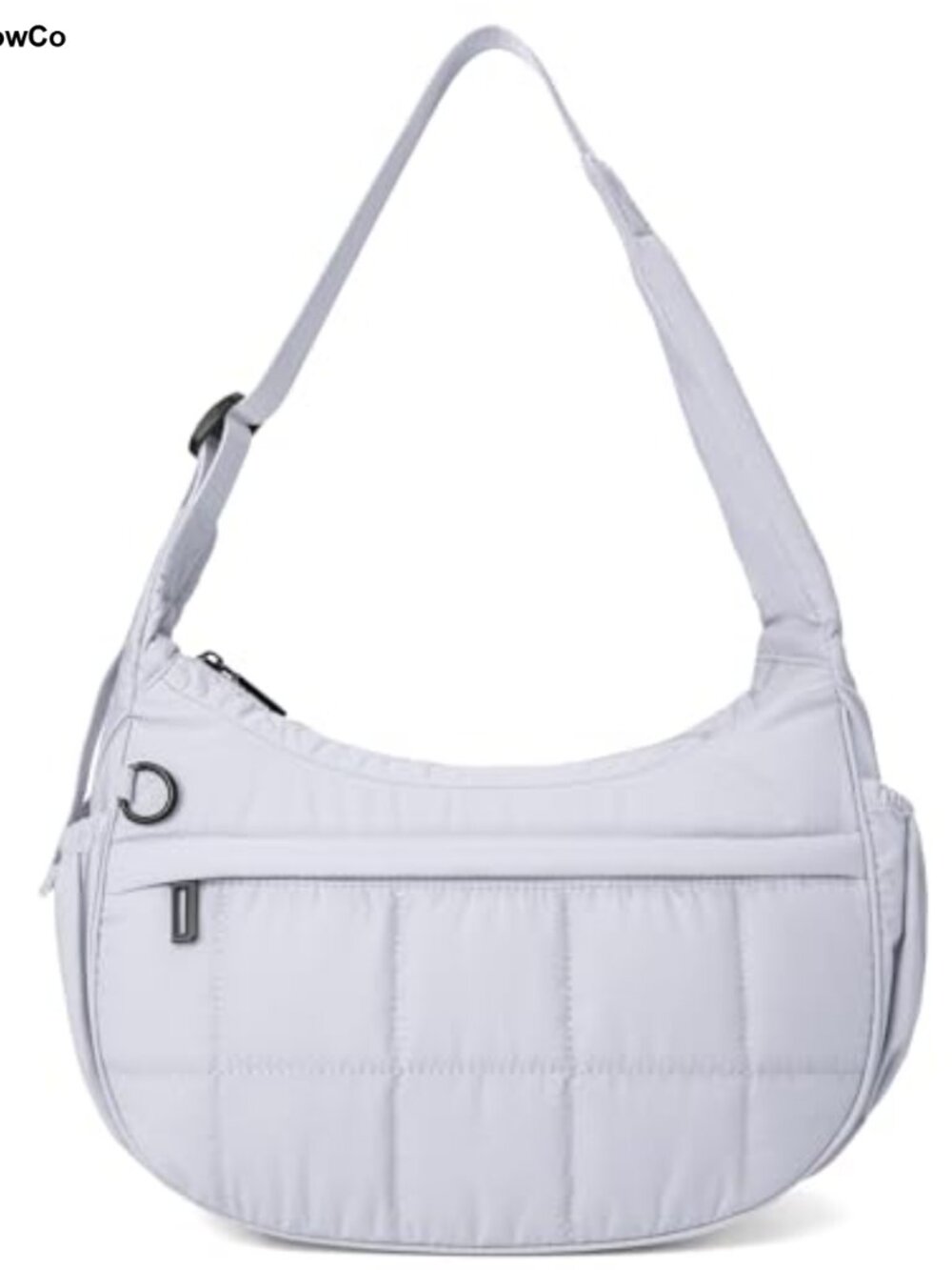 Women Quilted Puffer Crescent Crossbody Bag Waterproof Nylon with Adjustable